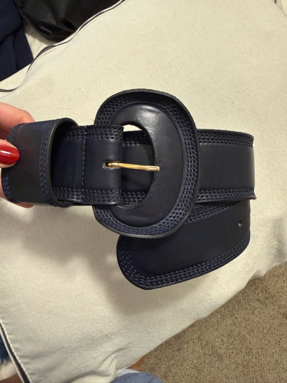 Sezane navy leather belt - Picture 2 of 7